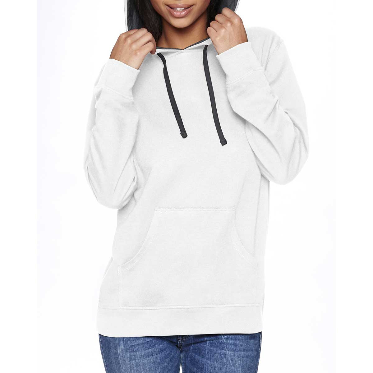 Next Level Unisex White/Heather Gray French Terry Cozy Pullover Hoodie