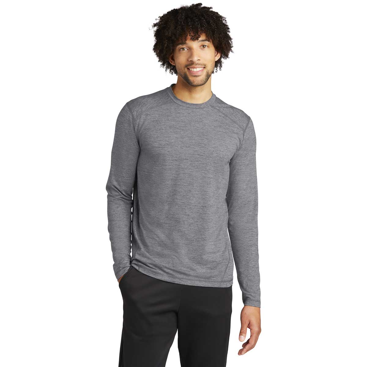 Sport-Tek Men's Grey Heather Exchange 1.5 Long Sleeve Crew - The Ultimate Casual Wear