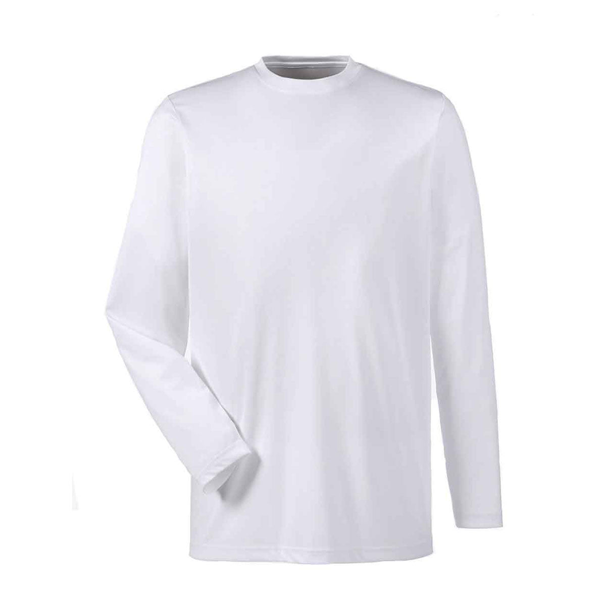 UltraClub Men's White Cool & Dry High-Performance Long-Sleeve Top