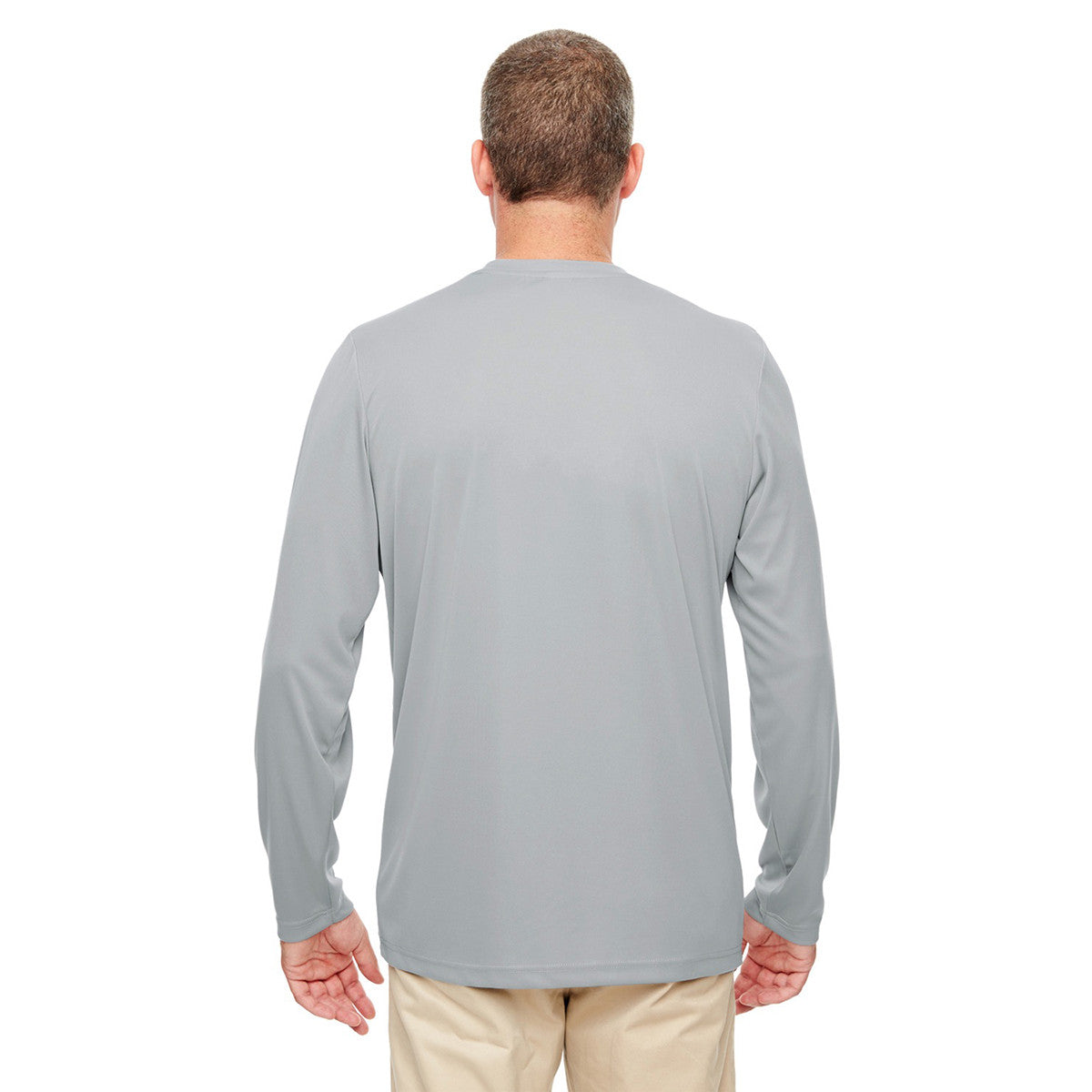 UltraClub Men's Grey Cool & Dry High-Performance Long-Sleeve Top - A Must-Have for Active Men!