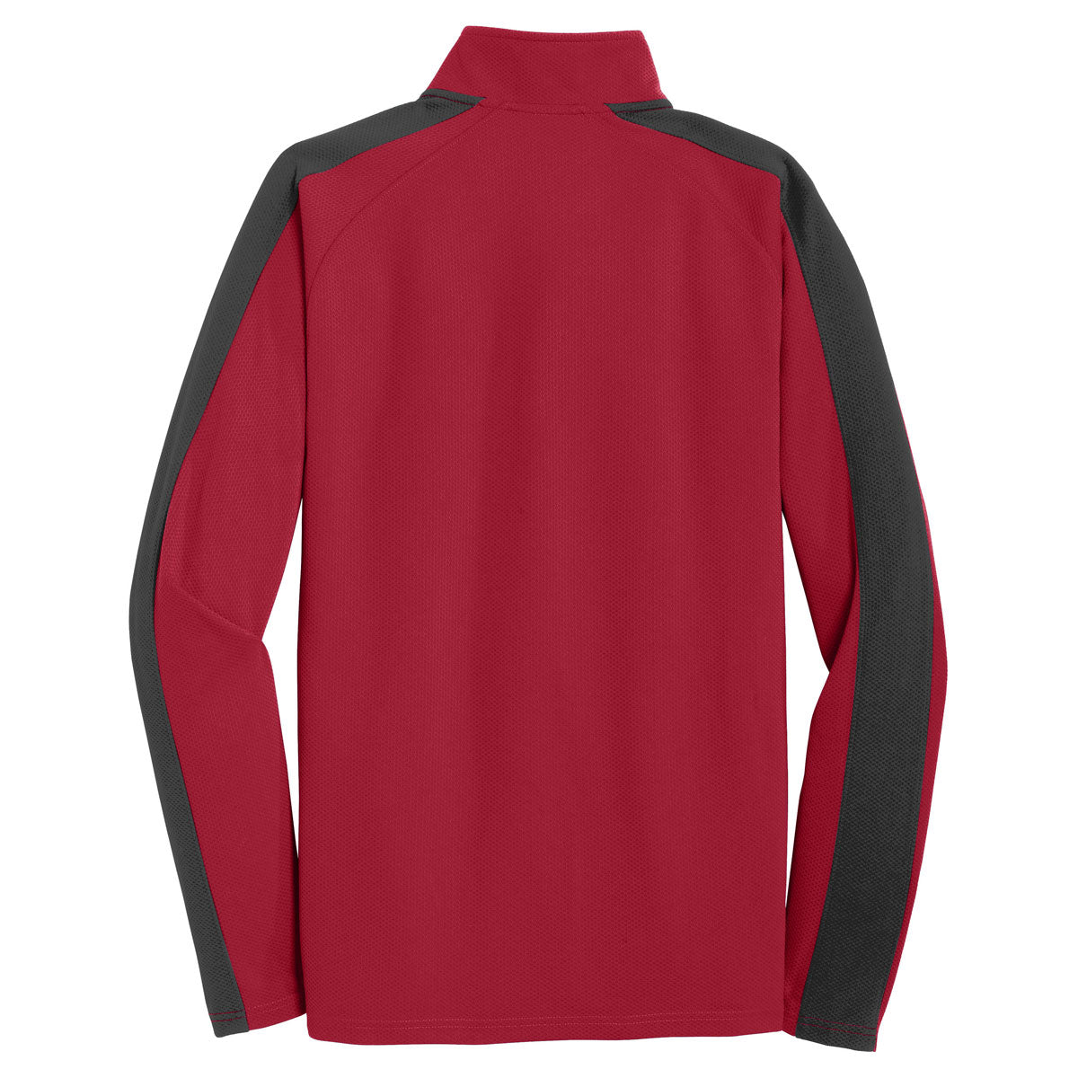 Sport-Tek Men's Striking Deep Red/Black Sport-Wick Textured Colorblock 1/4-Zip Pullover