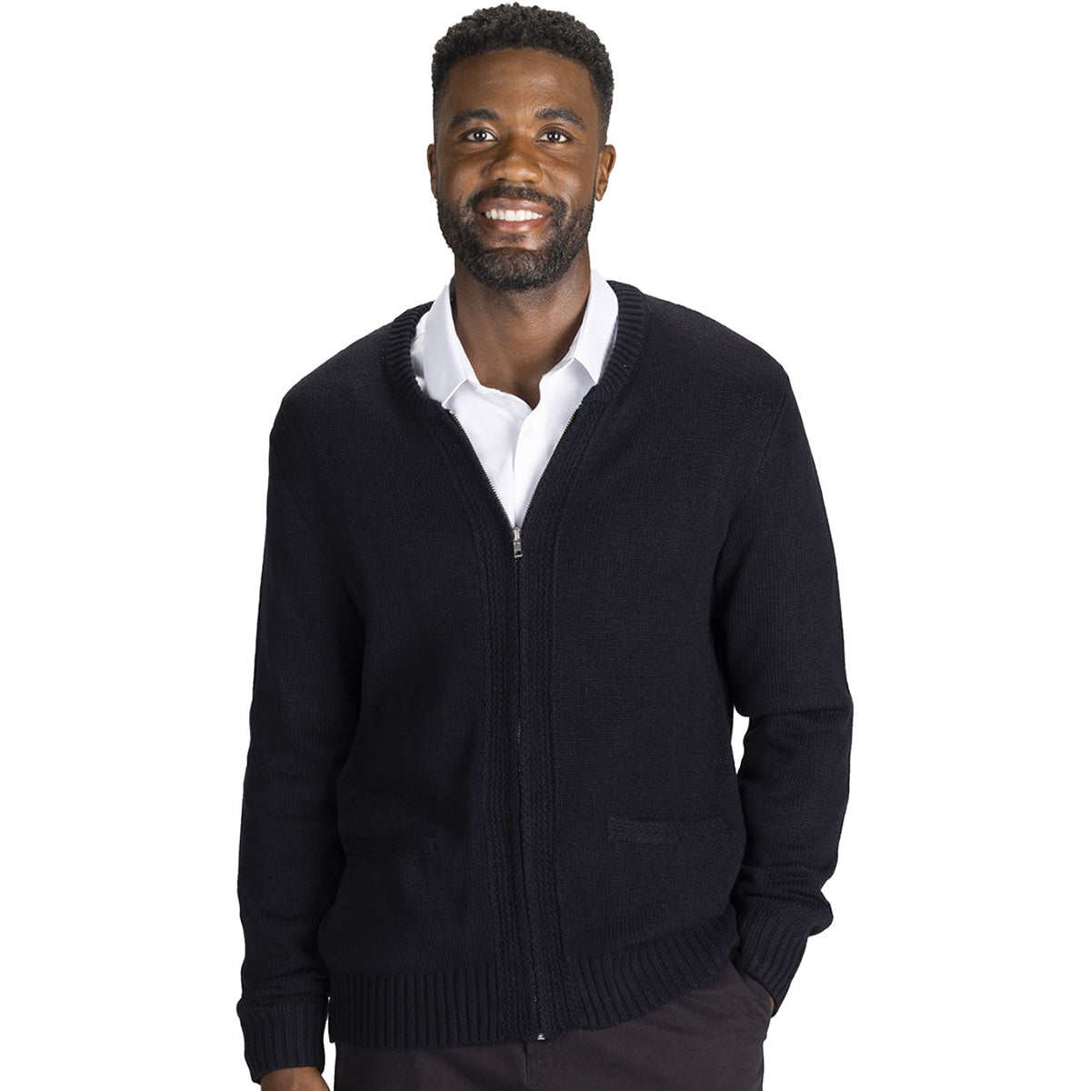 Edwards Men's Stylish Navy Acrylic Full Zip Cardigan