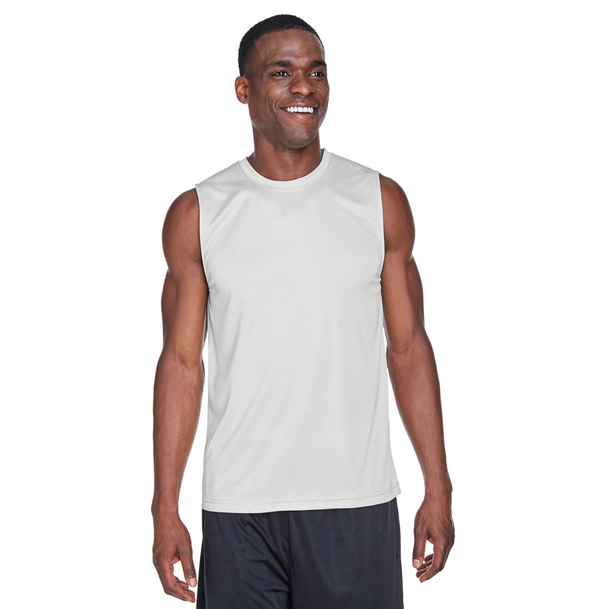 Team 365 Men's Silver Zone Performance Muscle T-Shirt - Ideal for Outdoor Sports