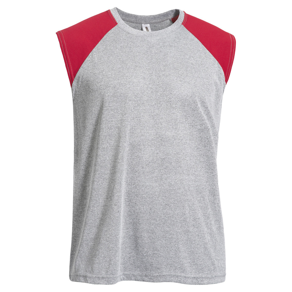 Expert Men's Sleeveless Heather Grey/Red Colorblock Training Tee: Natural Feel & Style