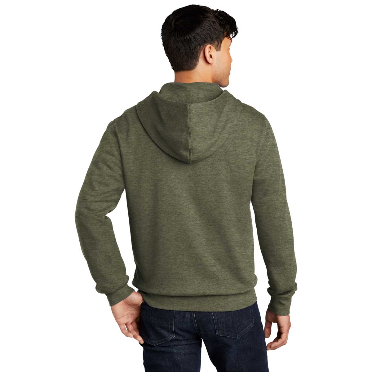 District Men's Olive Heathered V.I.T. Fleece Full-Zip Hoodie - A Must-Have!