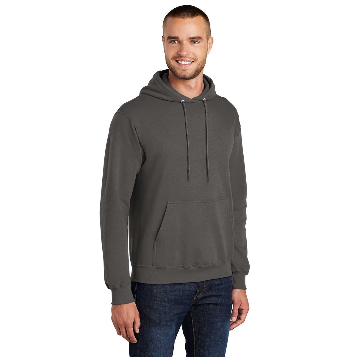 Port & Company Men's Charcoal Tall Core Fleece Pullover Hoodie - Ultimate Comfort for Tall Guys
