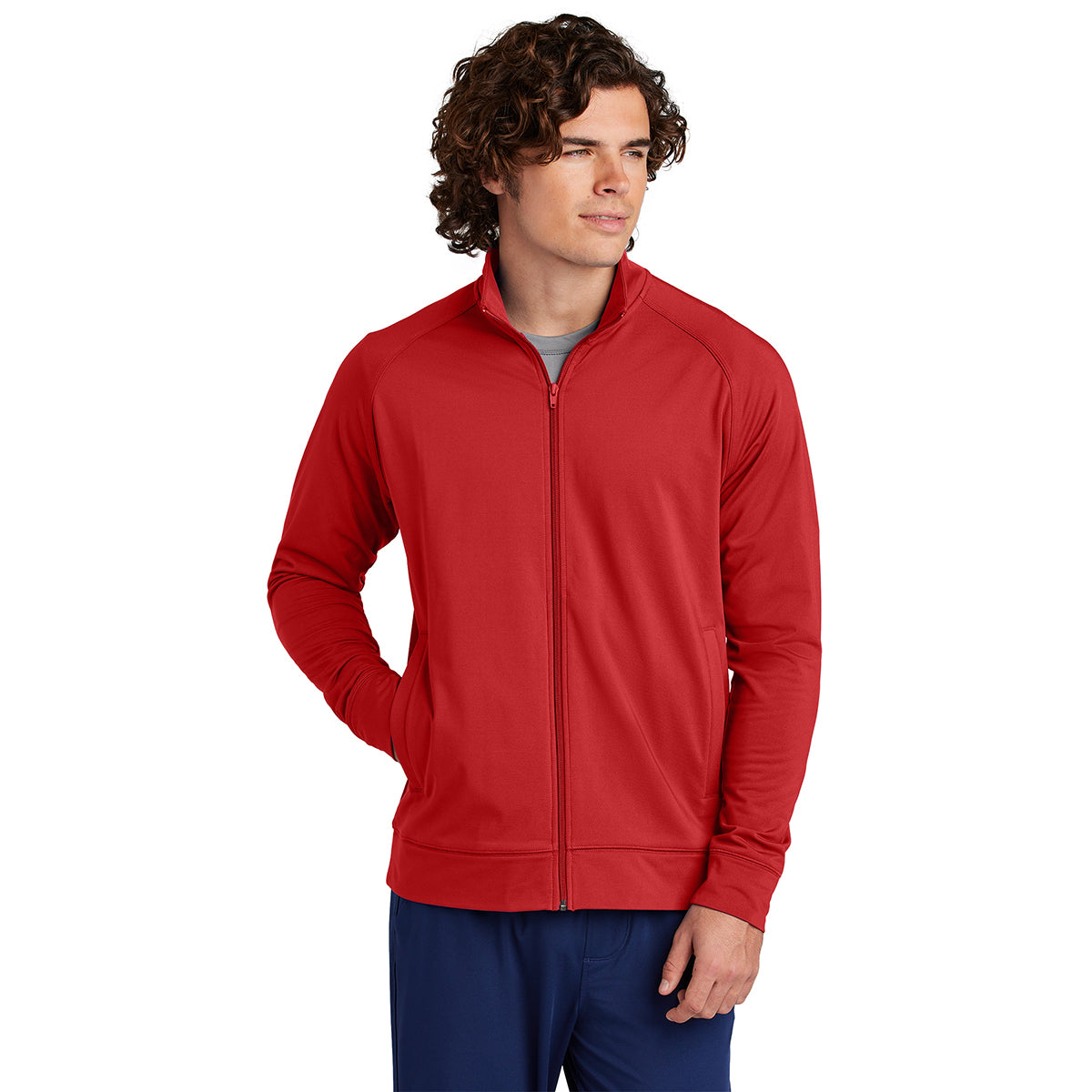 Sport-Tek Men's Stunning Deep Red Sport-Wick Stretch Full-Zip Cadet Jacket