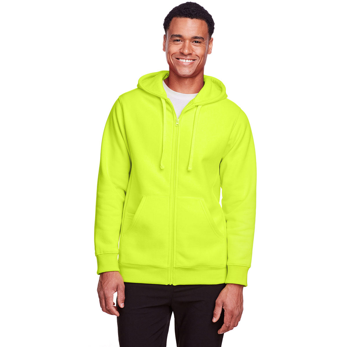Team 365 Men's Safety Yellow HydroSport Heavyweight Full-Zip Hoodie - Perfect for Big Games