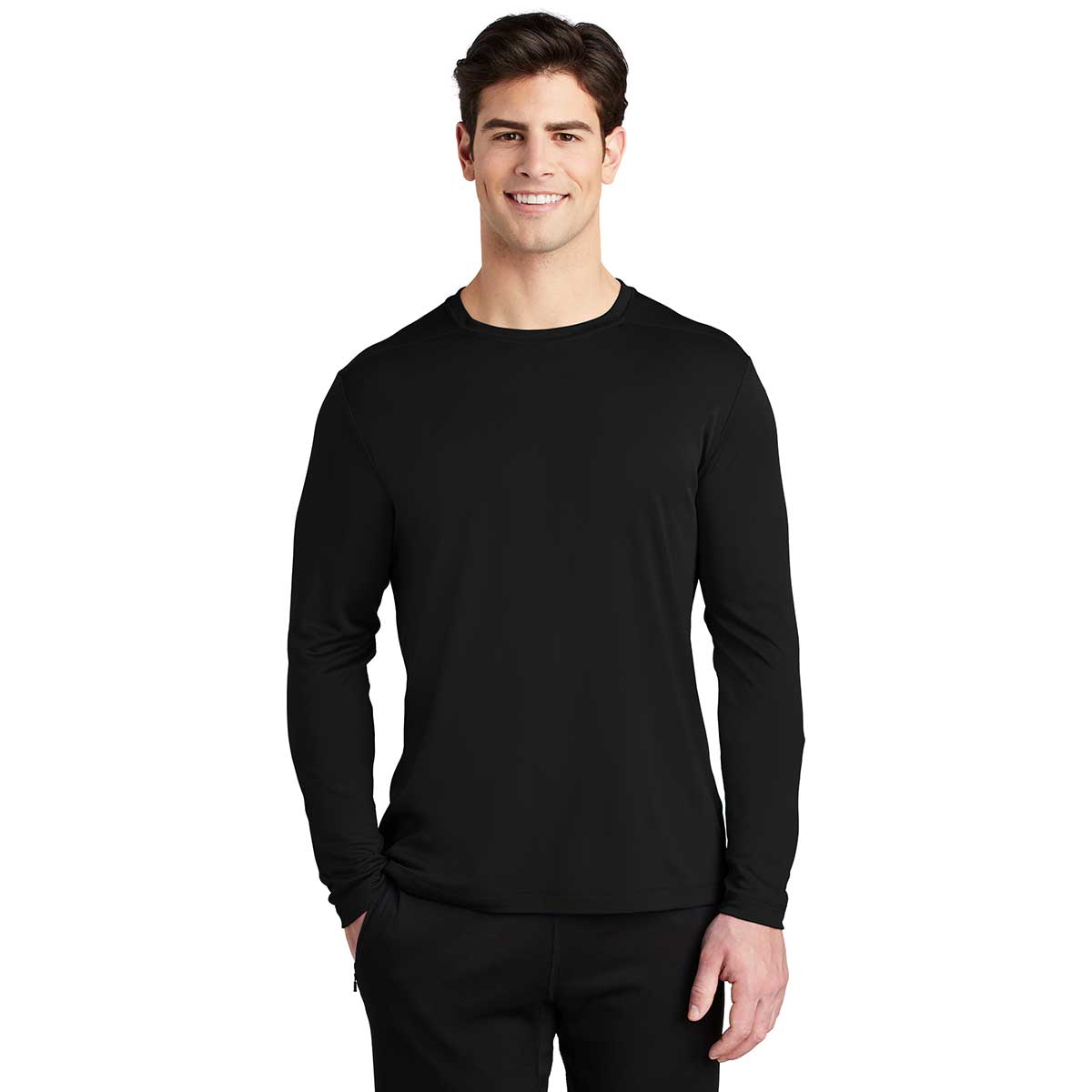 Sport-Tek Men's Black Posi-UV Pro Long Sleeve Tee - The Ultimate Weather-Ready Shirt