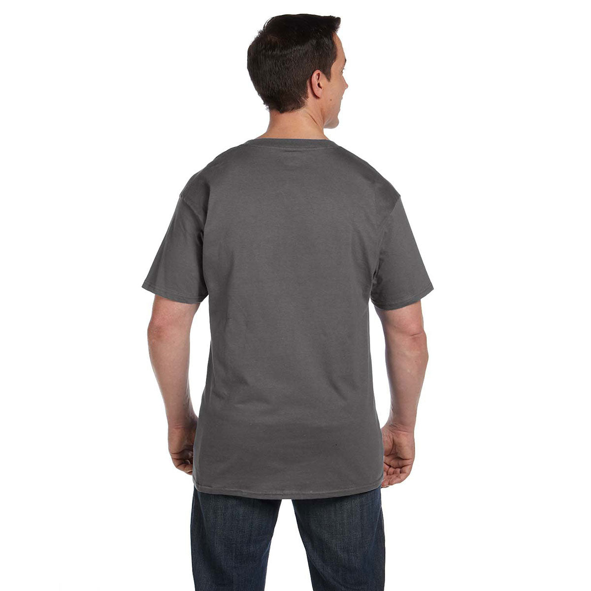 Hanes Men's Stunning Smoke Grey 6.1 oz. Beefy-T with Pocket - A Must-Have!