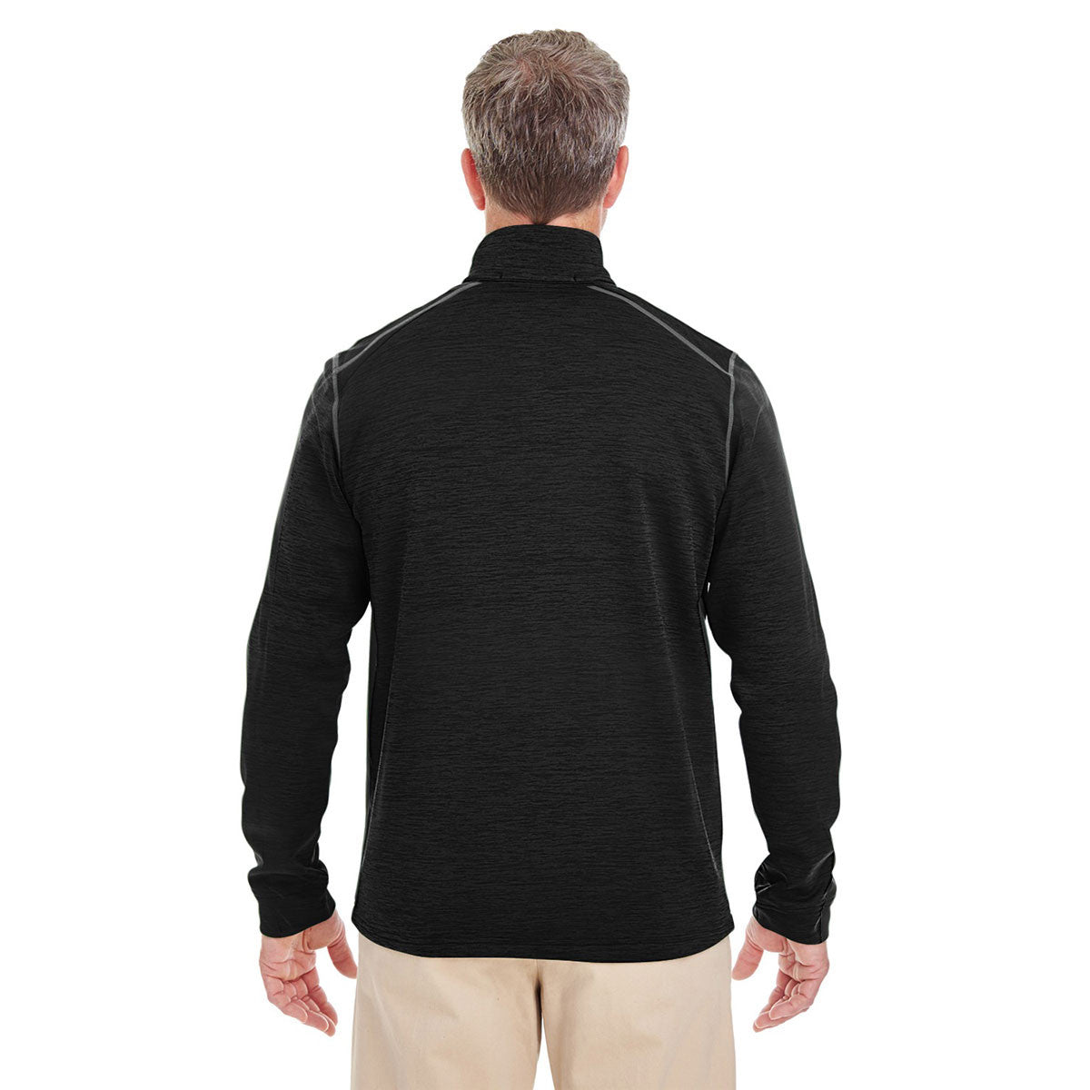 Devon & Jones Men's Stunning Black Heather/Dark Grey Heather Newbury Colorblock Melange Fleece Full-zip - A Must-Have!