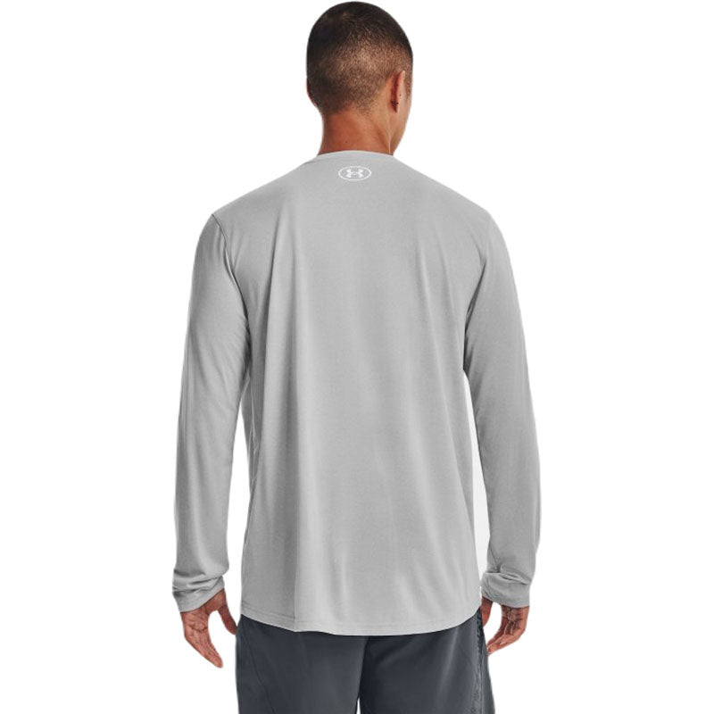 Under Armour Men's Team Tech Long Sleeve in Mod Grey Light Heather/White - Custom Logo Available