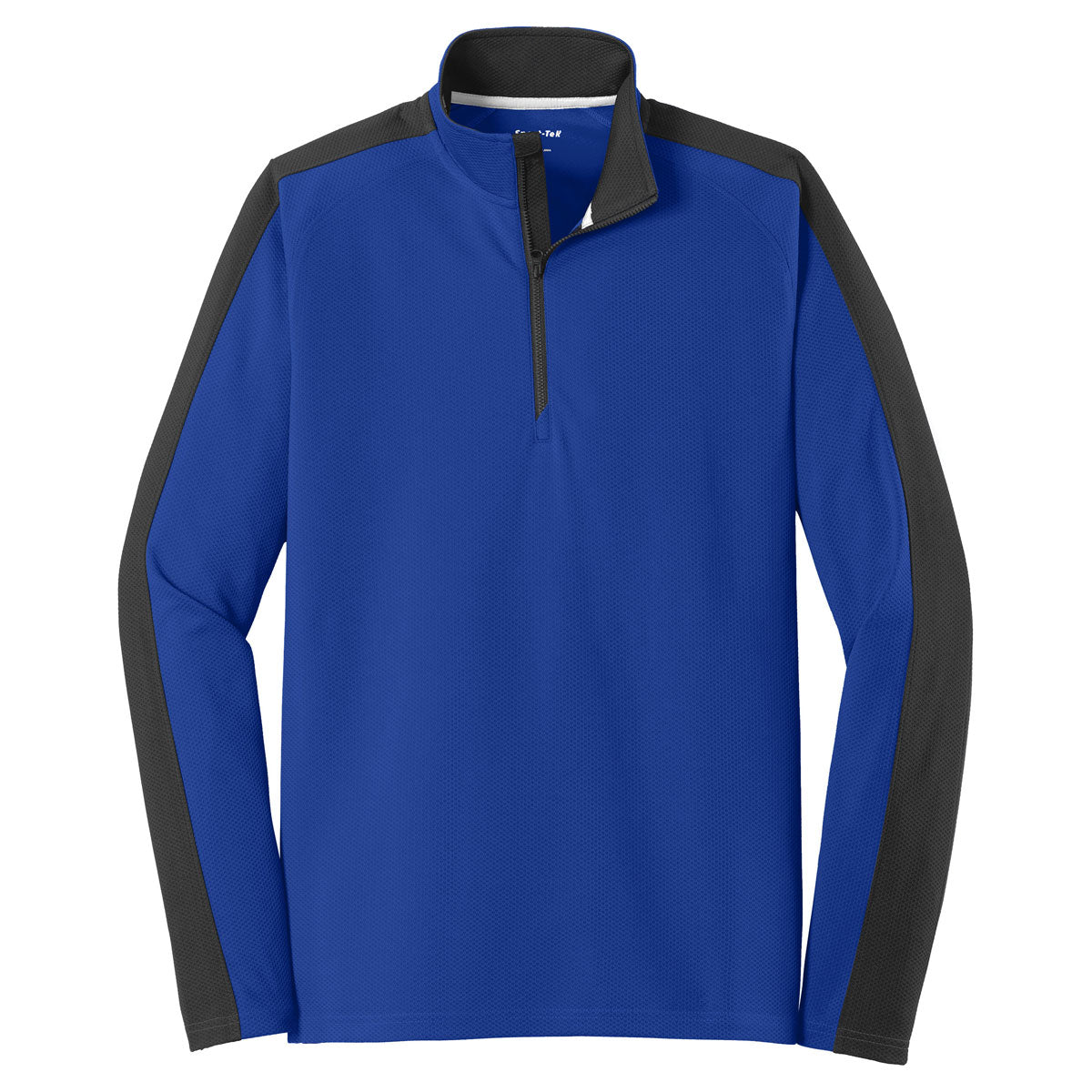 Sport-Tek Men's Royal/Black Sport-Wick Textured Colorblock 1/4-Zip Pullover - A Stylish Must-Have!