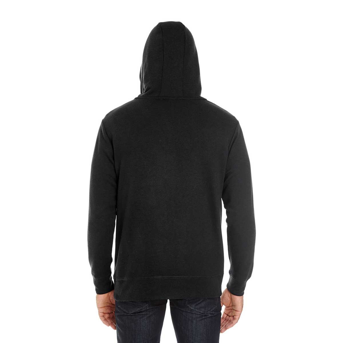 Threadfast Unisex Black Triblend French Terry Stylish Hoodie