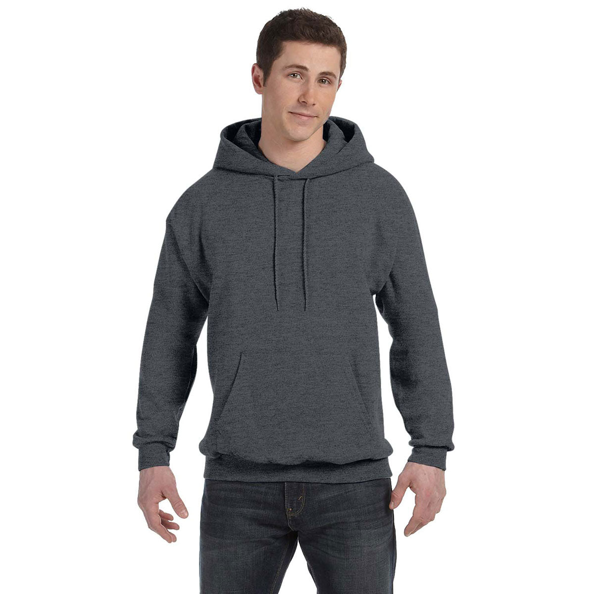Hanes Men's Eco-Friendly Charcoal Heather 7.8 oz. 50/50 Pullover Hoodie