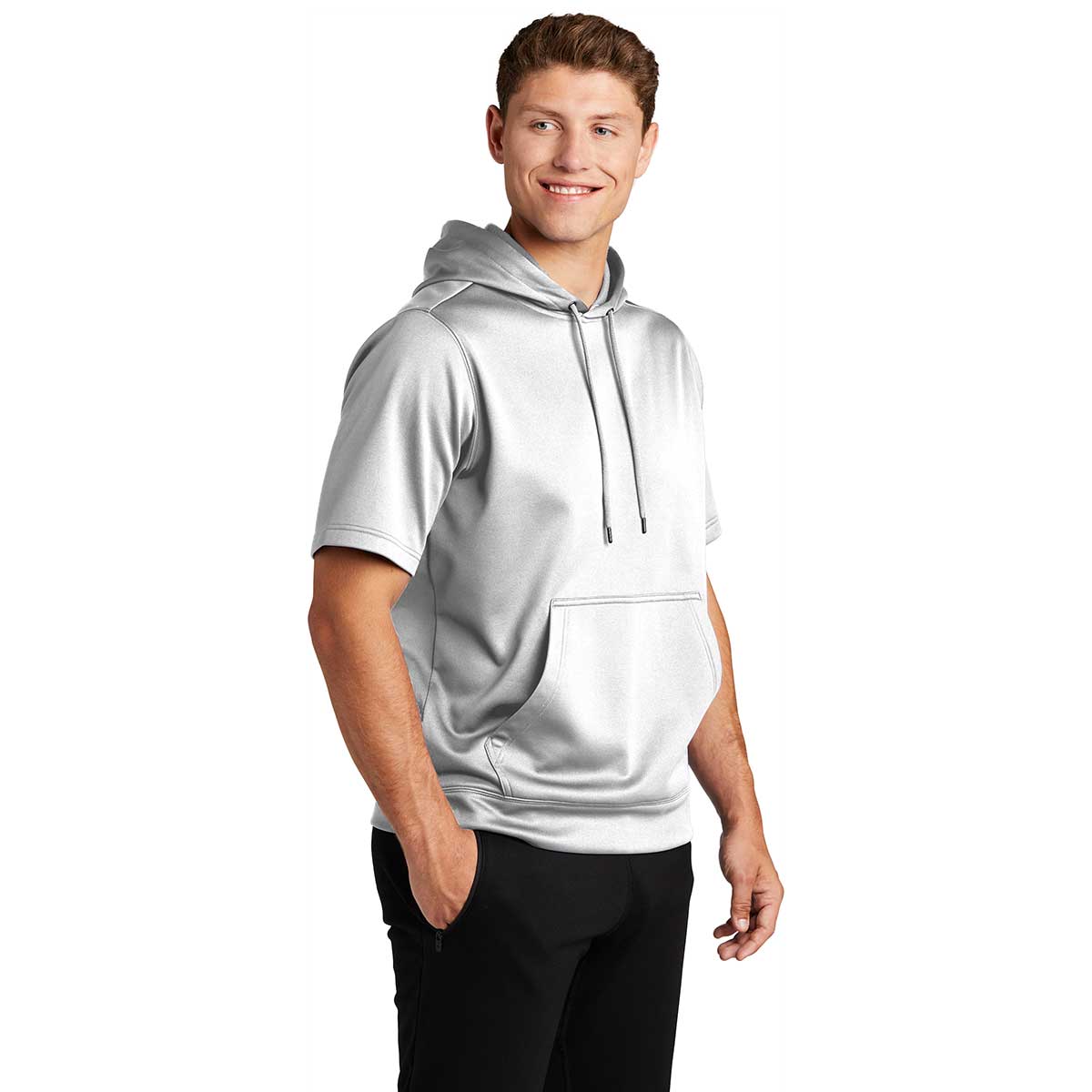 Sport-Tek Men's White Sport-Wick Fleece Short Sleeve Pullover Hoodie: The Ultimate Layering Essential