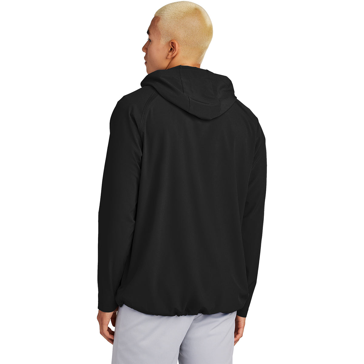 Sport-Tek Men's Stylish Black 1/2-Zip Long Sleeve Hooded Jacket for Active Adventures