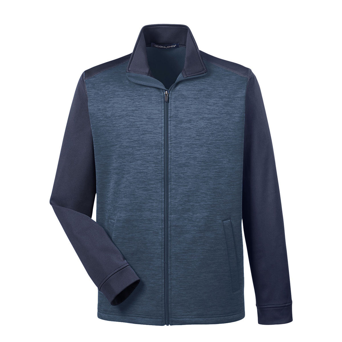 Devon & Jones Men's Navy/Navy Heather Newbury Colorblock Melange Fleece Full-zip - A Stylish and Functional Choice