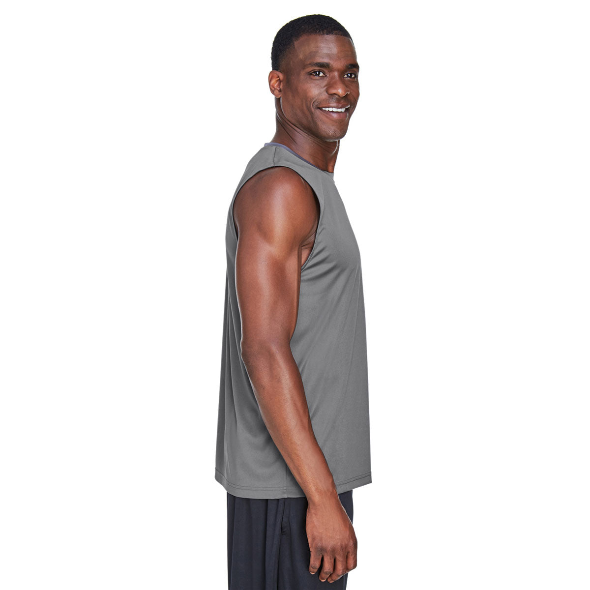 Team 365 Men's Graphite Zone Performance Muscle T-Shirt: Ideal for Outdoor Sports
