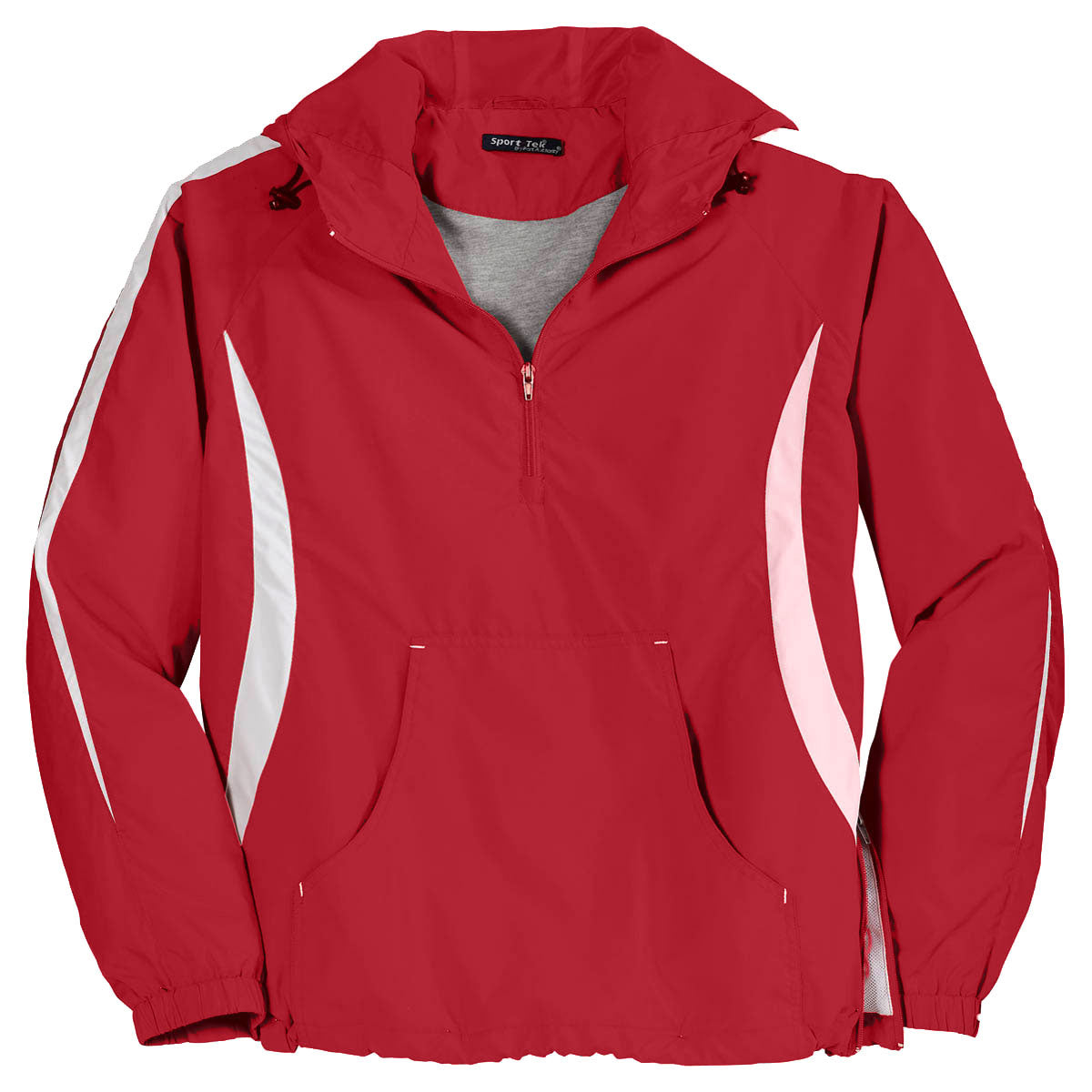 Sport-Tek Men's Stunning True Red/White Colorblock Raglan Anorak