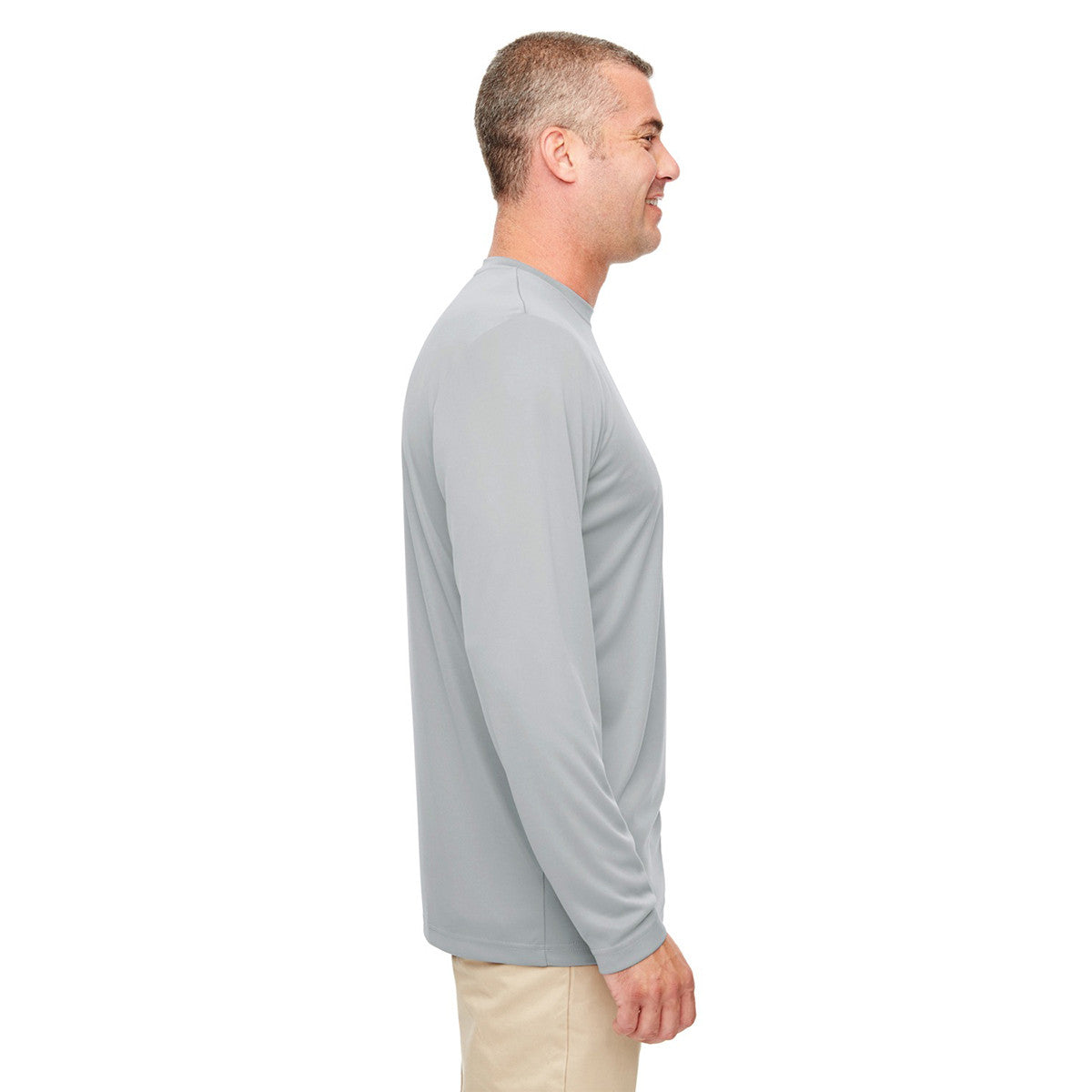 UltraClub Men's Grey Cool & Dry High-Performance Long-Sleeve Top - A Must-Have for Active Men!