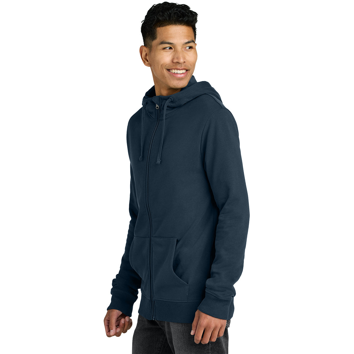 tentree Men's Stylish Blue Organic Cotton Fleece Full-Zip Hoodie