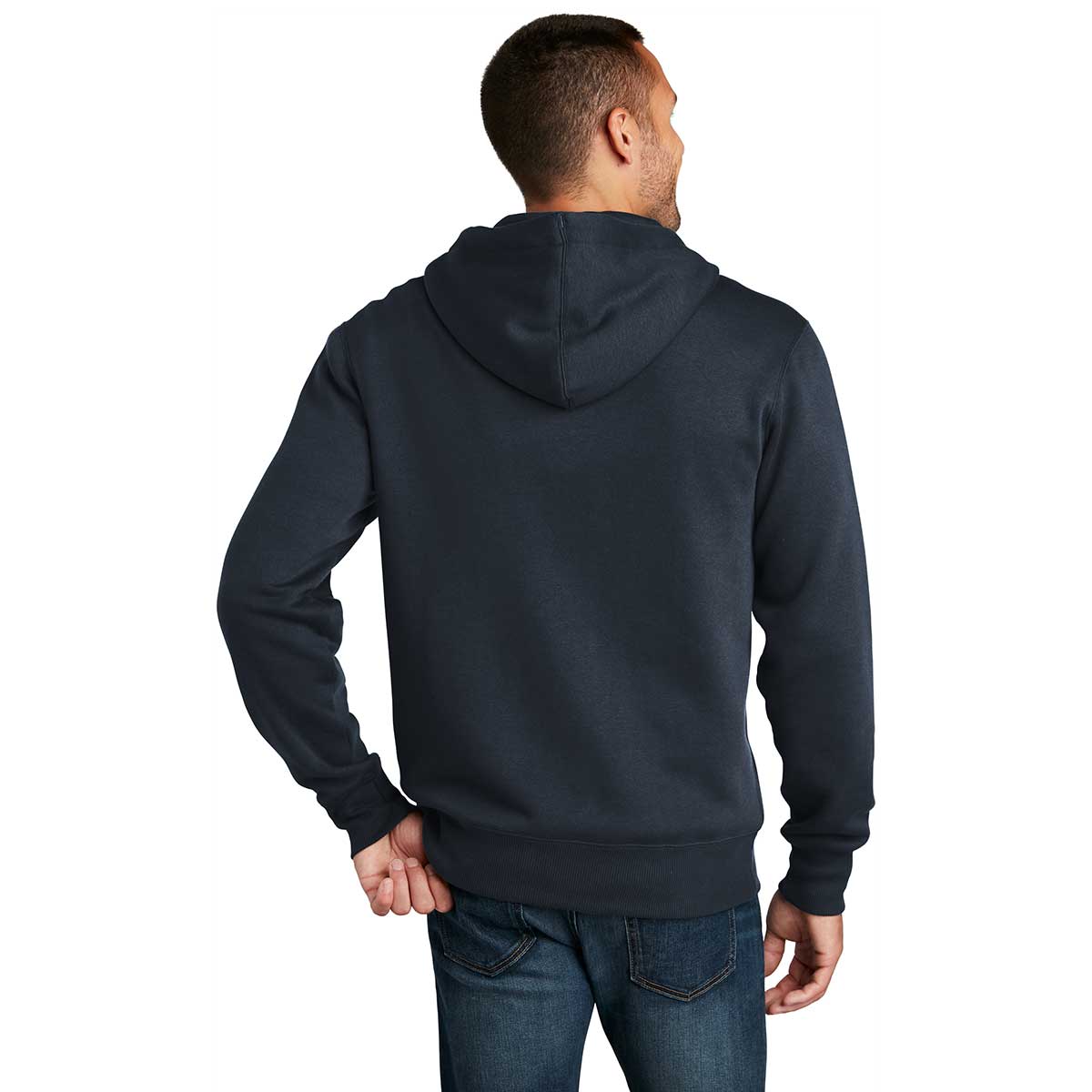 District Men's Stunning New Navy Perfect Weight Fleece Full-Zip Hoodie
