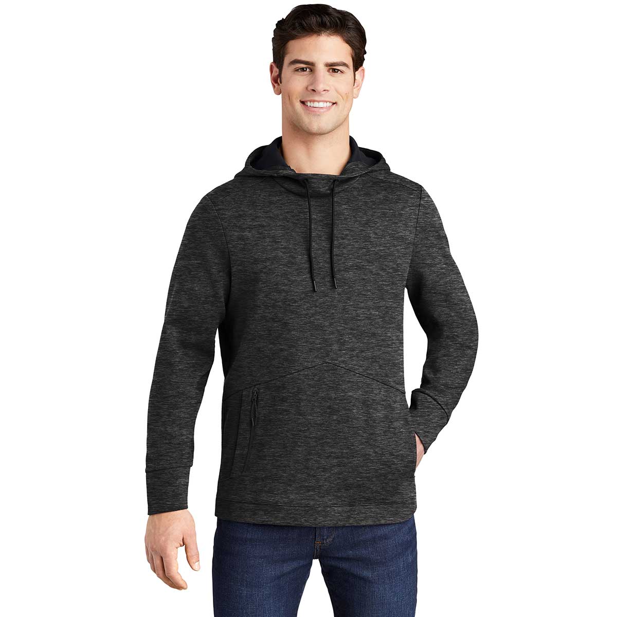 Sport-Tek Men's Black Heather Triumph Hooded Pullover - The Ultimate Style Essential