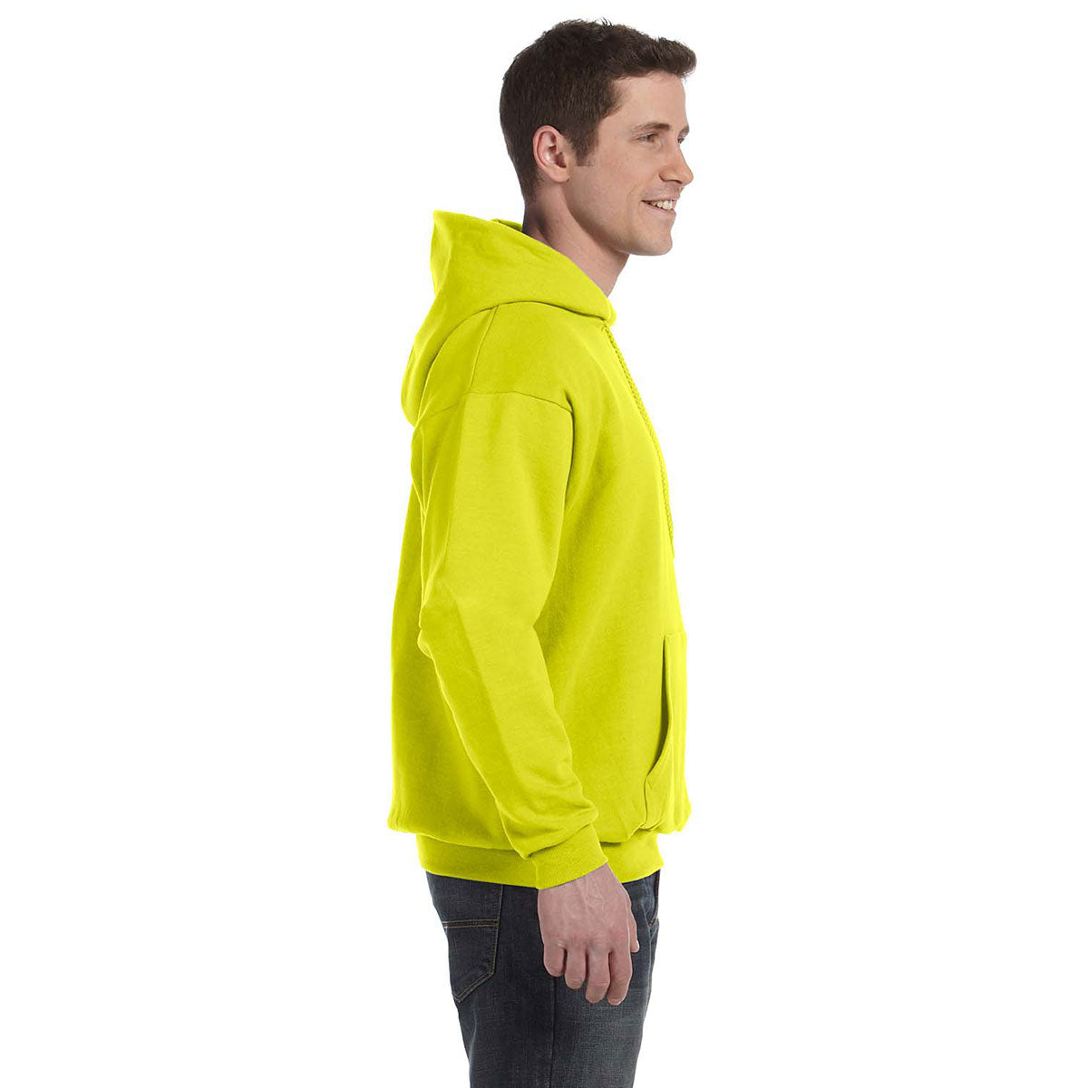 Hanes Men's Safety Green 7.8 oz. EcoSmart 50/50 Pullover Hoodie - The Ultimate Customizable Choice