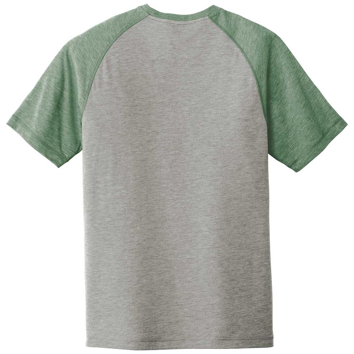 Sport-Tek Men's Stunning Forest Green Heather/Light Grey Heather PosiCharge Tri-Blend Wicking Raglan Tee - Grab Yours Now!