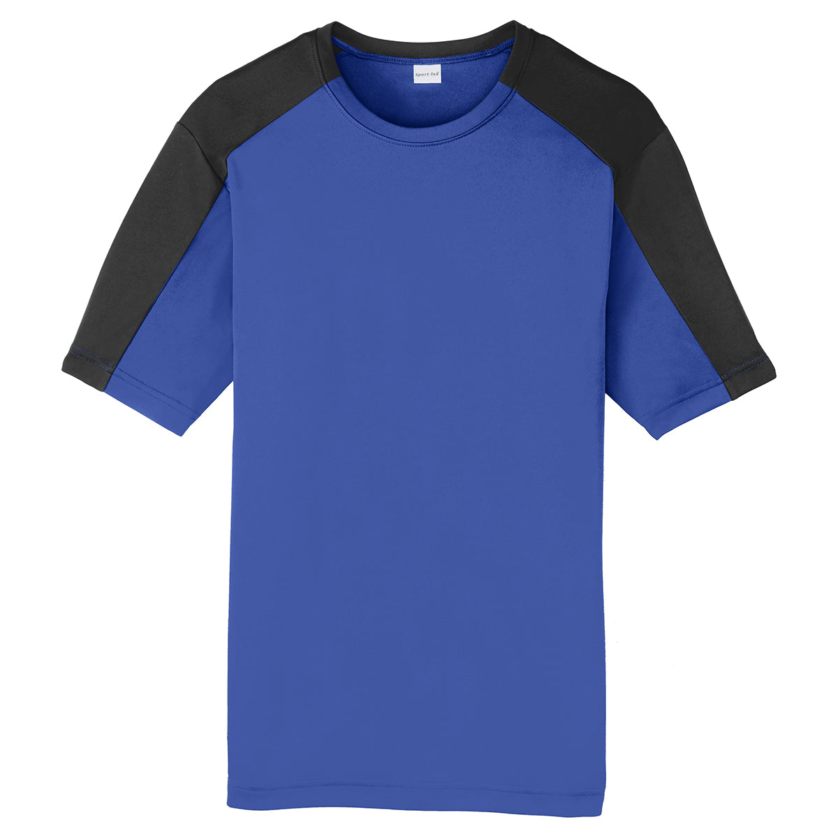 Sport-Tek Men's Stunning True Royal/Black PosiCharge Competitor Sleeve-Blocked Tee - Elevate Your Style!