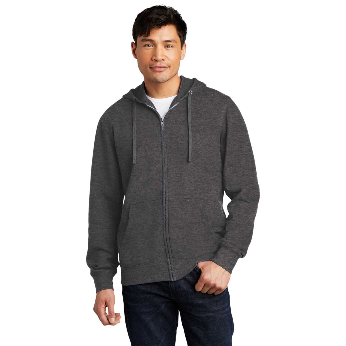 District Men's Charcoal Heathered V.I.T. Fleece Full-Zip Hoodie: The Ultimate Casual Wear