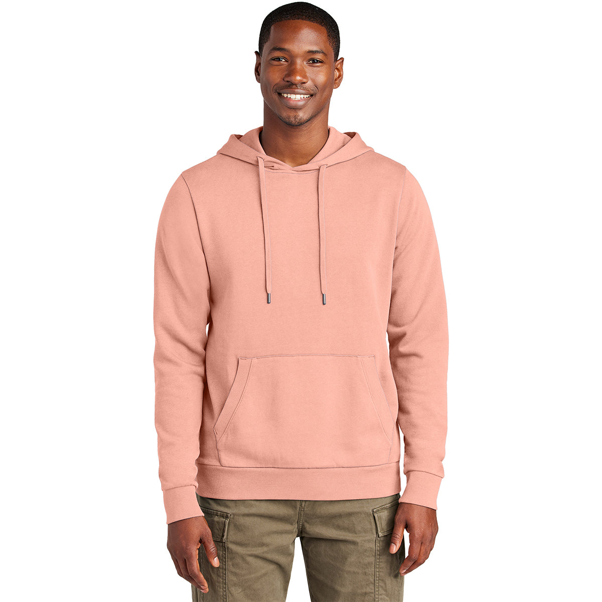 District Men's Stylish Cactus Rose Pink Wash Fleece Hoodie