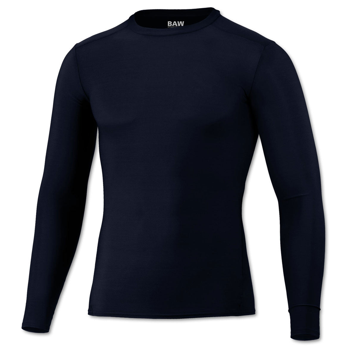 BAW Men's Navy Cool Tek Compression Long Sleeve Shirt - Ideal for Fall & Winter
