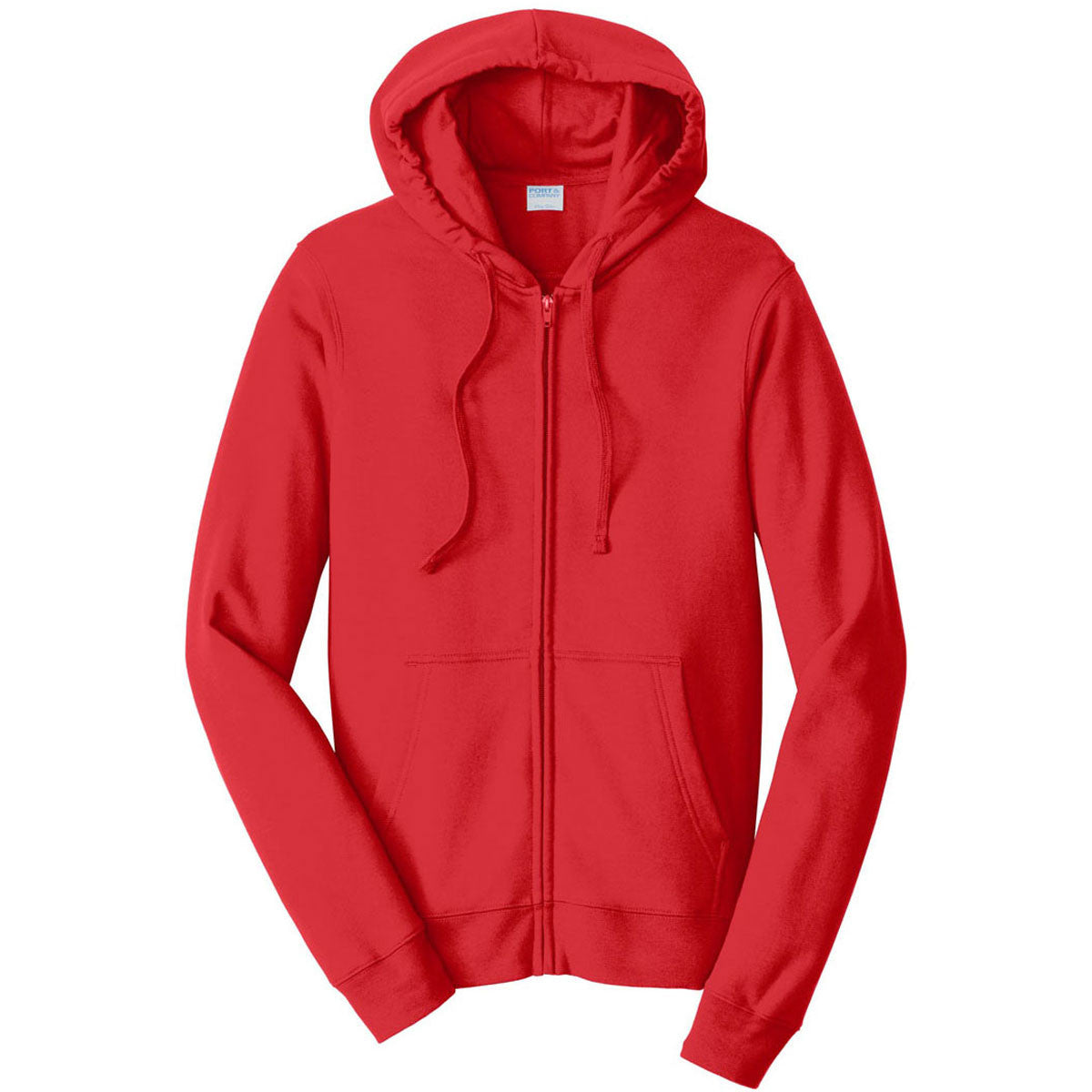 Port & Company Men's Stunning Bright Red Fleece Full-Zip Hooded Sweatshirt: A Fan Favorite!