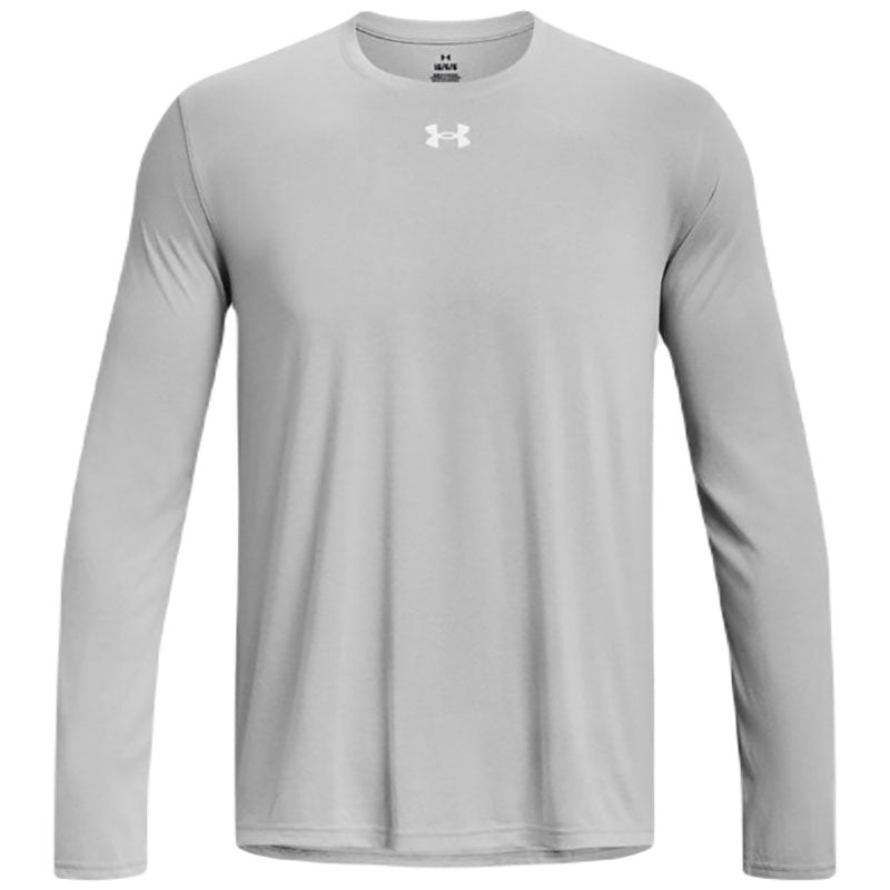 Under Armour Men's Team Tech Long Sleeve in Mod Grey Light Heather/White - Custom Logo Available