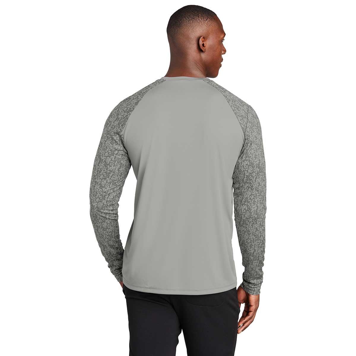 Sport-Tek Men's Stunning Grey Concrete PosiCharge Digi Camo Long Sleeve Tee