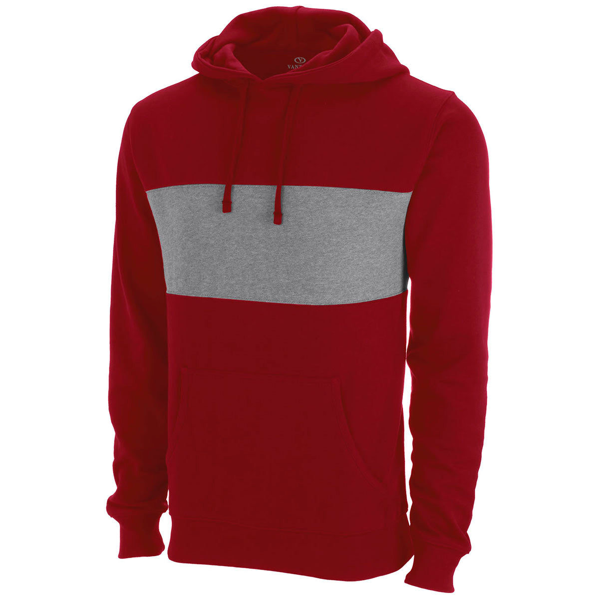 Vantage Men's Premium Red Cotton Blocked Fleece Sport Pullover Hoodie