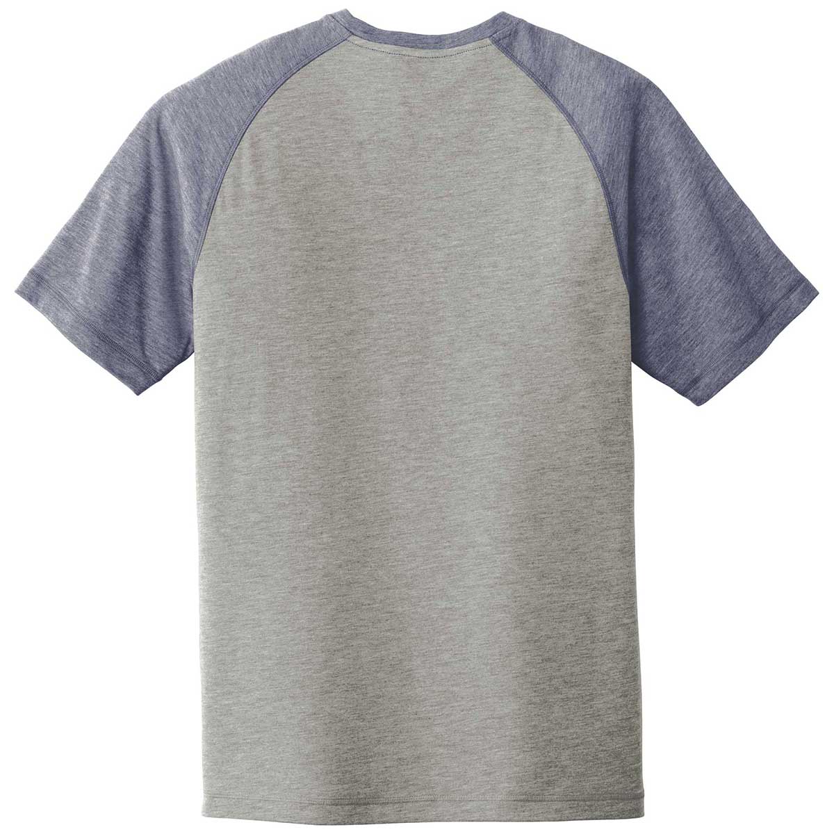 Sport-Tek Men's Stunning True Navy Heather/Light Grey Heather PosiCharge Tri-Blend Wicking Raglan Tee - A Must-Have!
