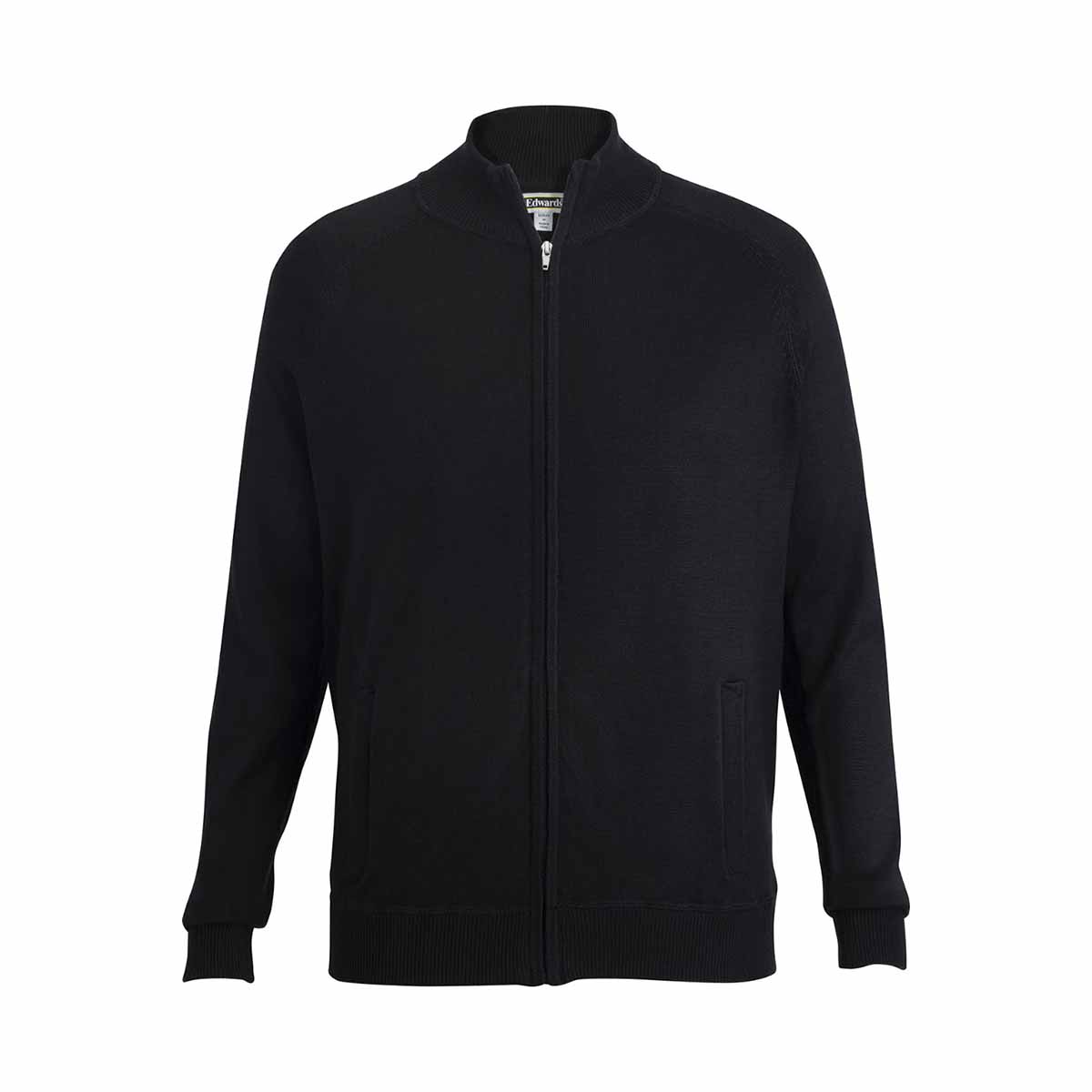 Edwards Men's Stylish Black Full-Zip Sweater Jacket with Pockets