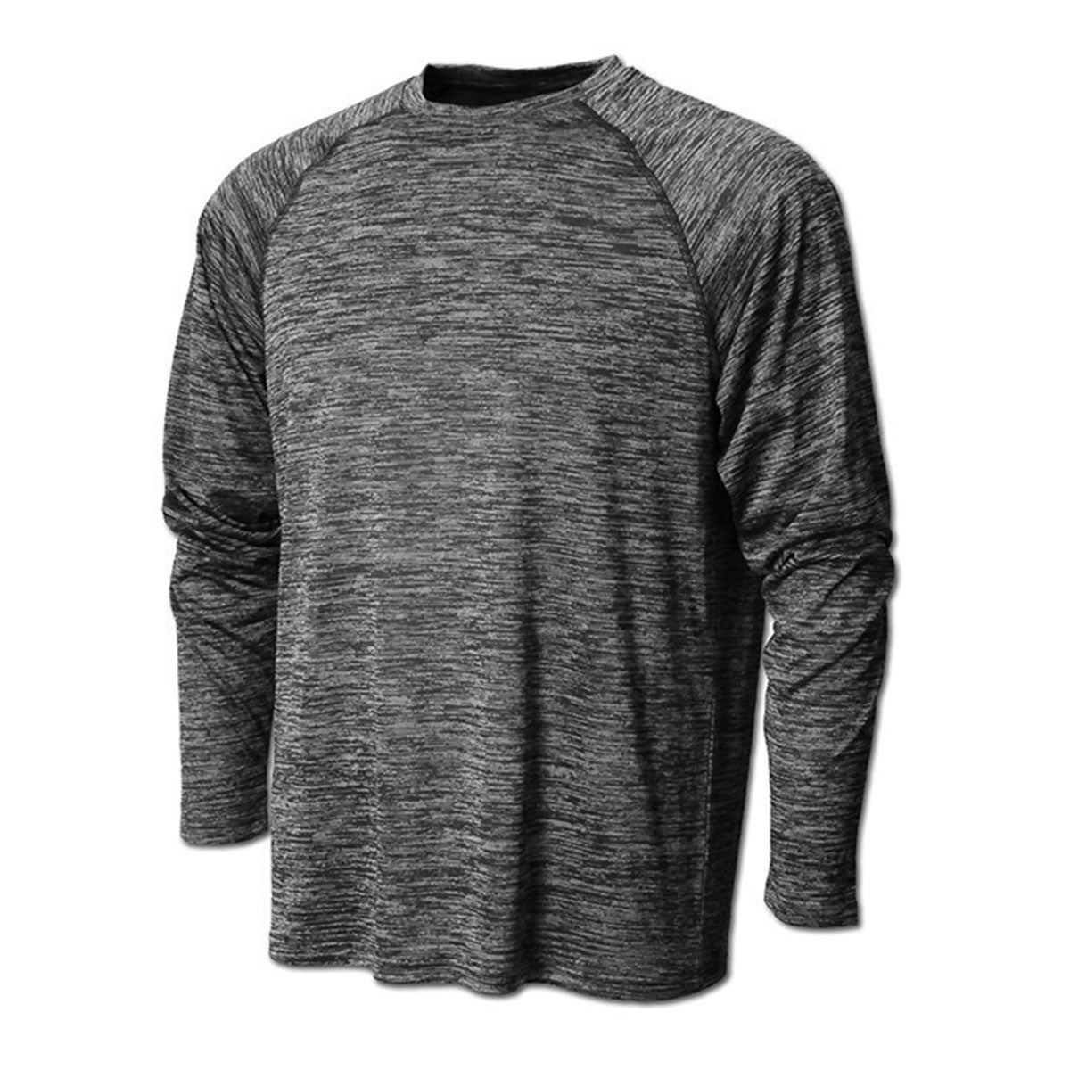 BAW Men's Stylish Black Vintage Heather Dry-Tek Long Sleeve Shirt