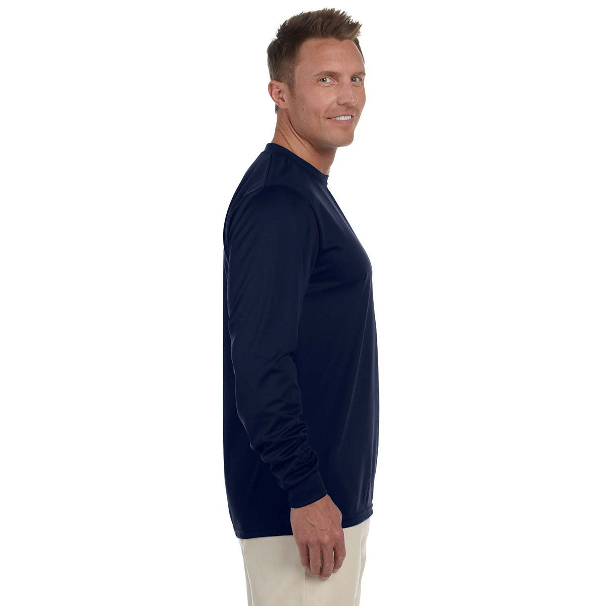 Augusta Sportswear Men's Navy Wicking Long-Sleeve T-Shirt - A Must-Have for Comfort and Style