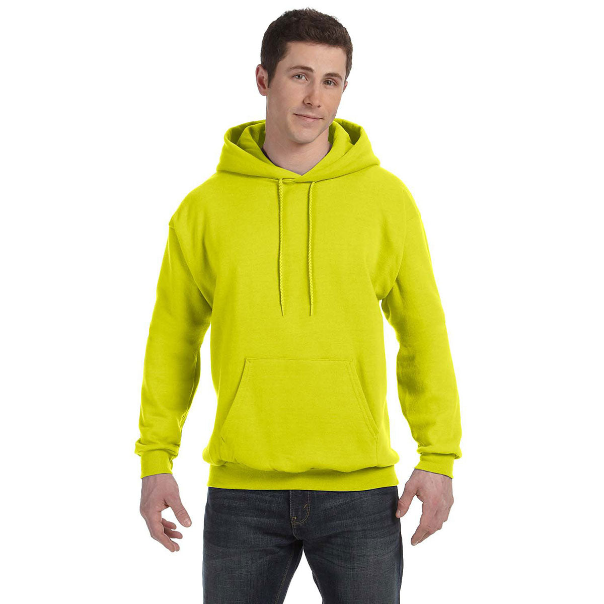 Hanes Men's Safety Green 7.8 oz. EcoSmart 50/50 Pullover Hoodie - The Ultimate Customizable Choice