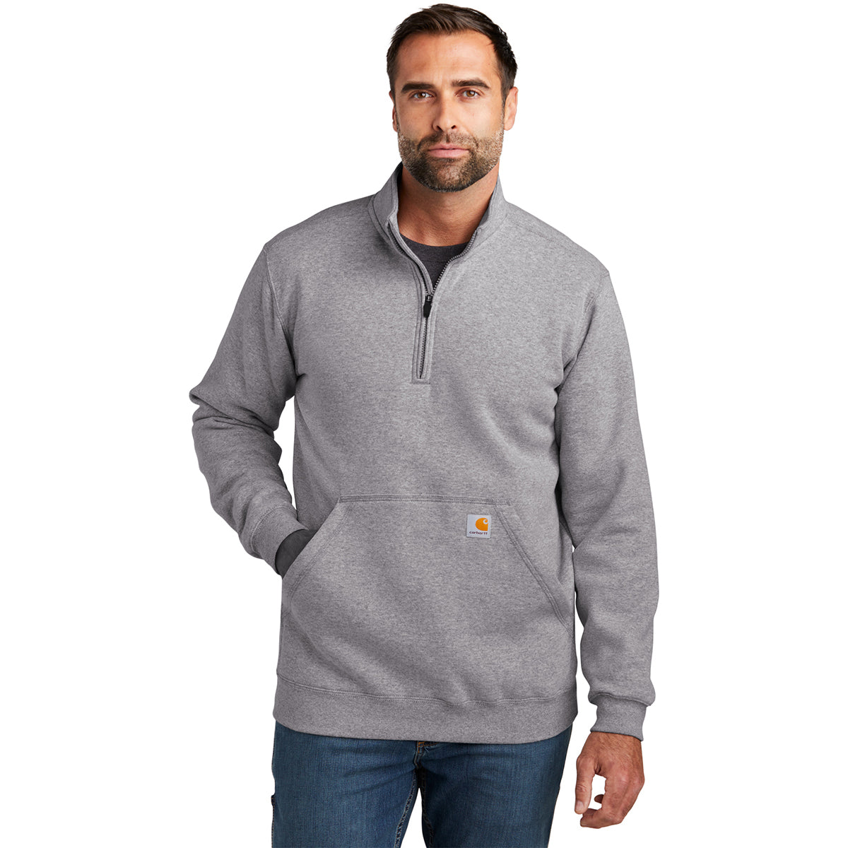 Carhartt Men's Stylish Heather Grey Midweight 1/4-Zip Mock Neck Sweatshirt - A Must-Have!
