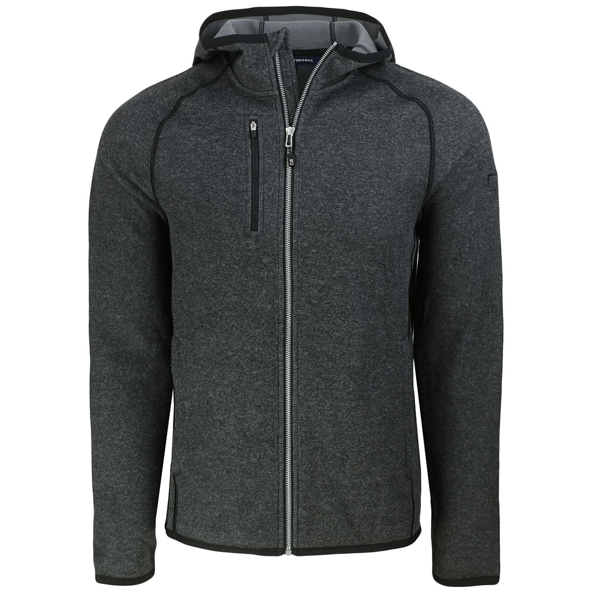 Cutter & Buck Men's Stylish Charcoal Heather Mainsail Full Zip Hooded Jacket