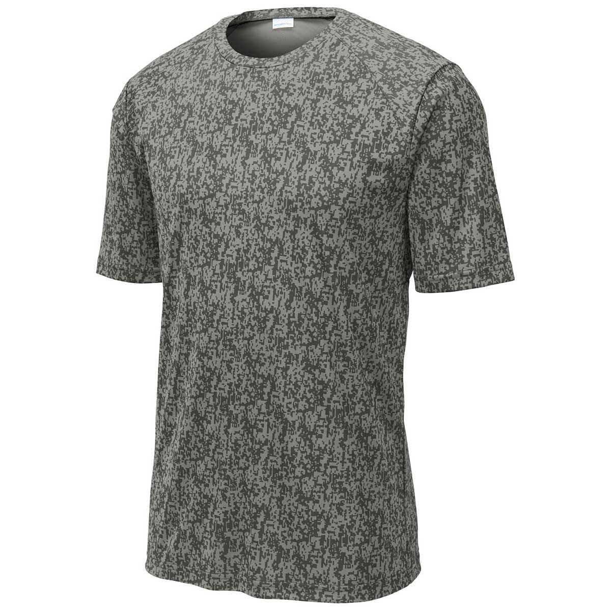 Sport-Tek Men's Grey Concrete Digi Camo Short Sleeve Tee: PosiCharge Style!