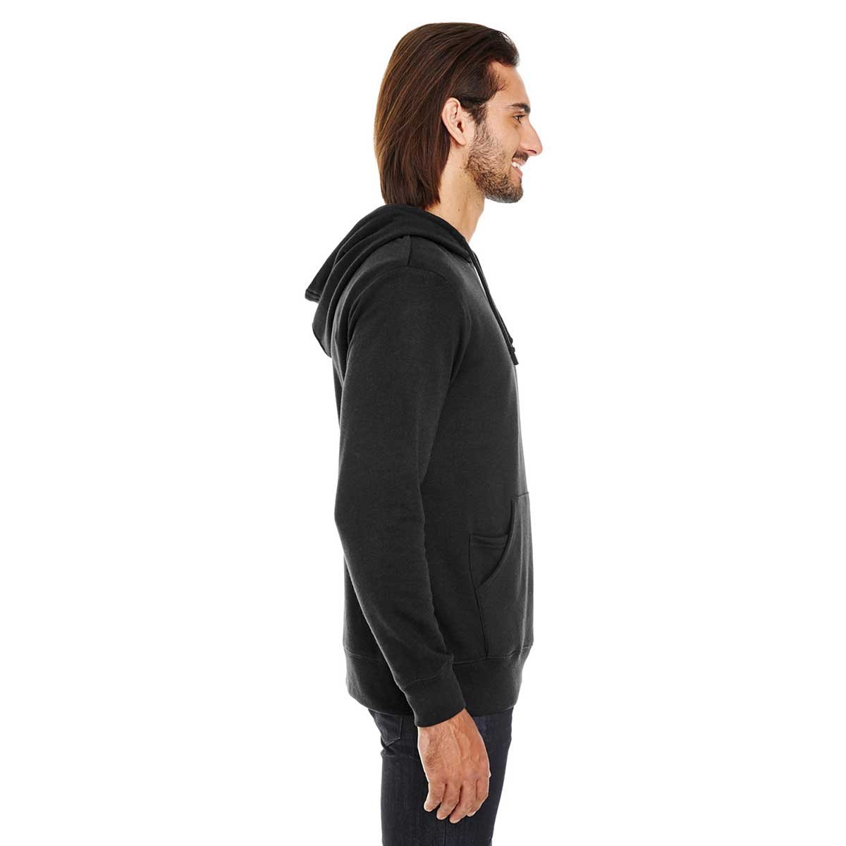 Threadfast Unisex Black Triblend French Terry Stylish Hoodie