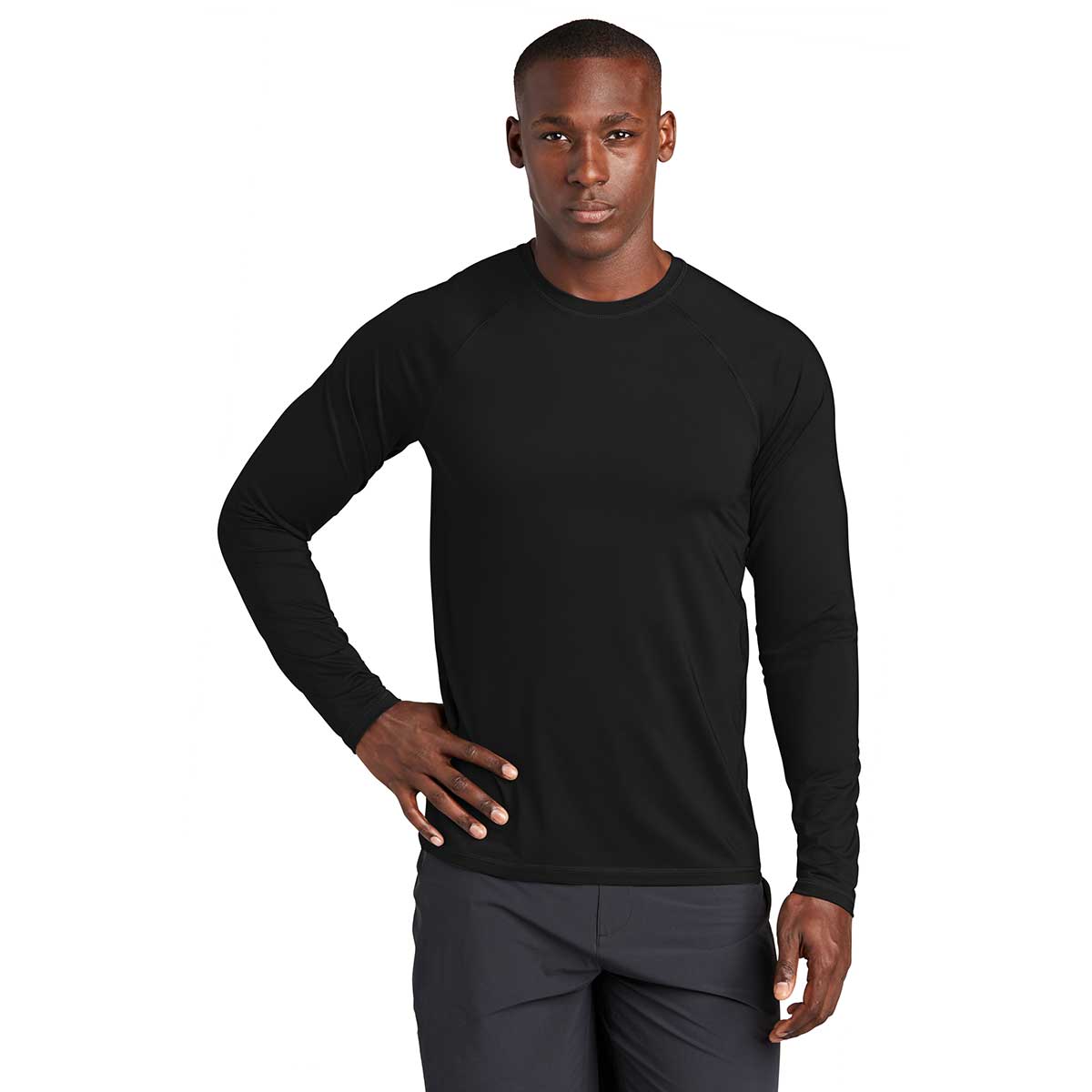 Sport-Tek Men's High-Performance Black Long Sleeve Rashguard Tee