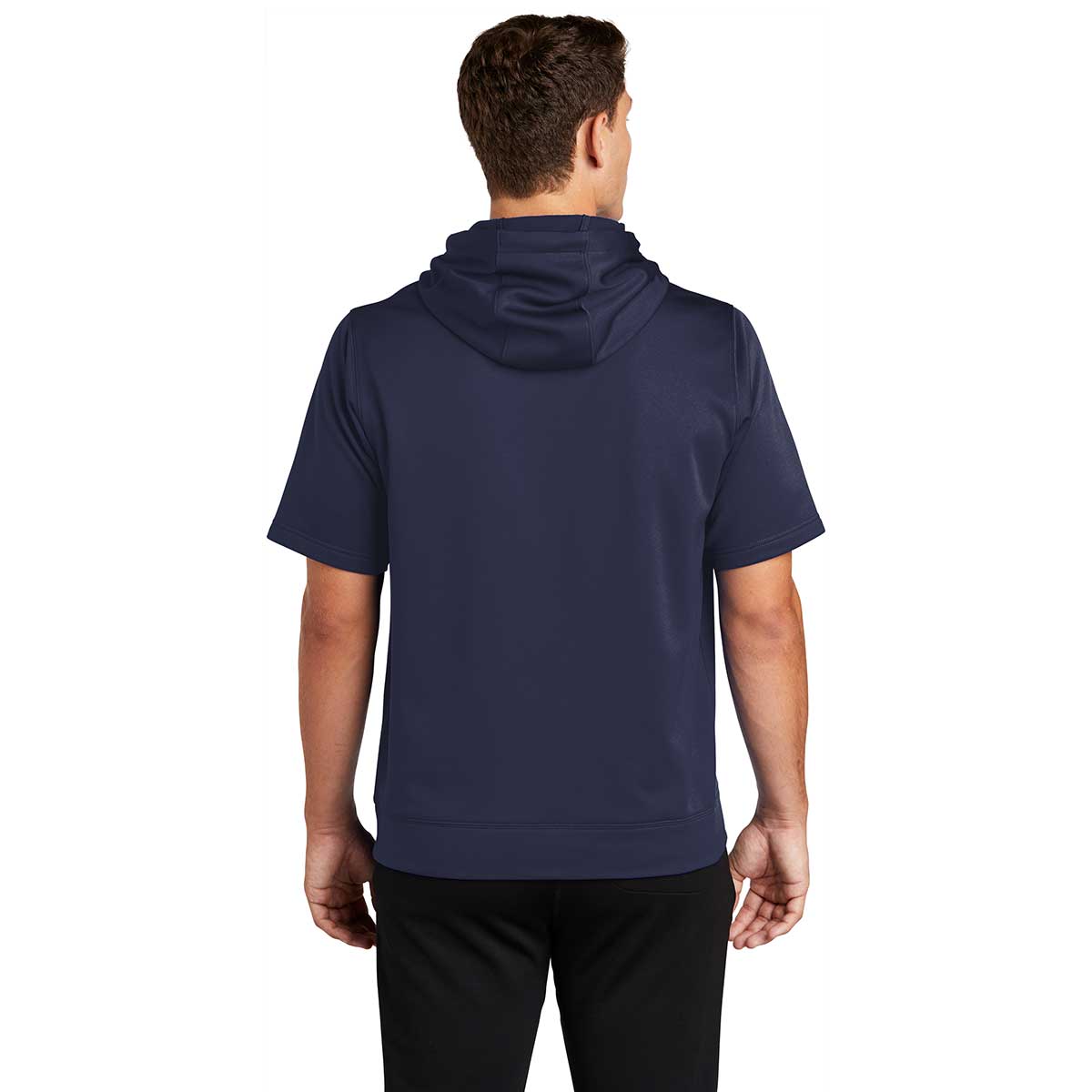 Sport-Tek Men's Navy Short Sleeve Sport-Wick Fleece Pullover Hoodie - Customizable!
