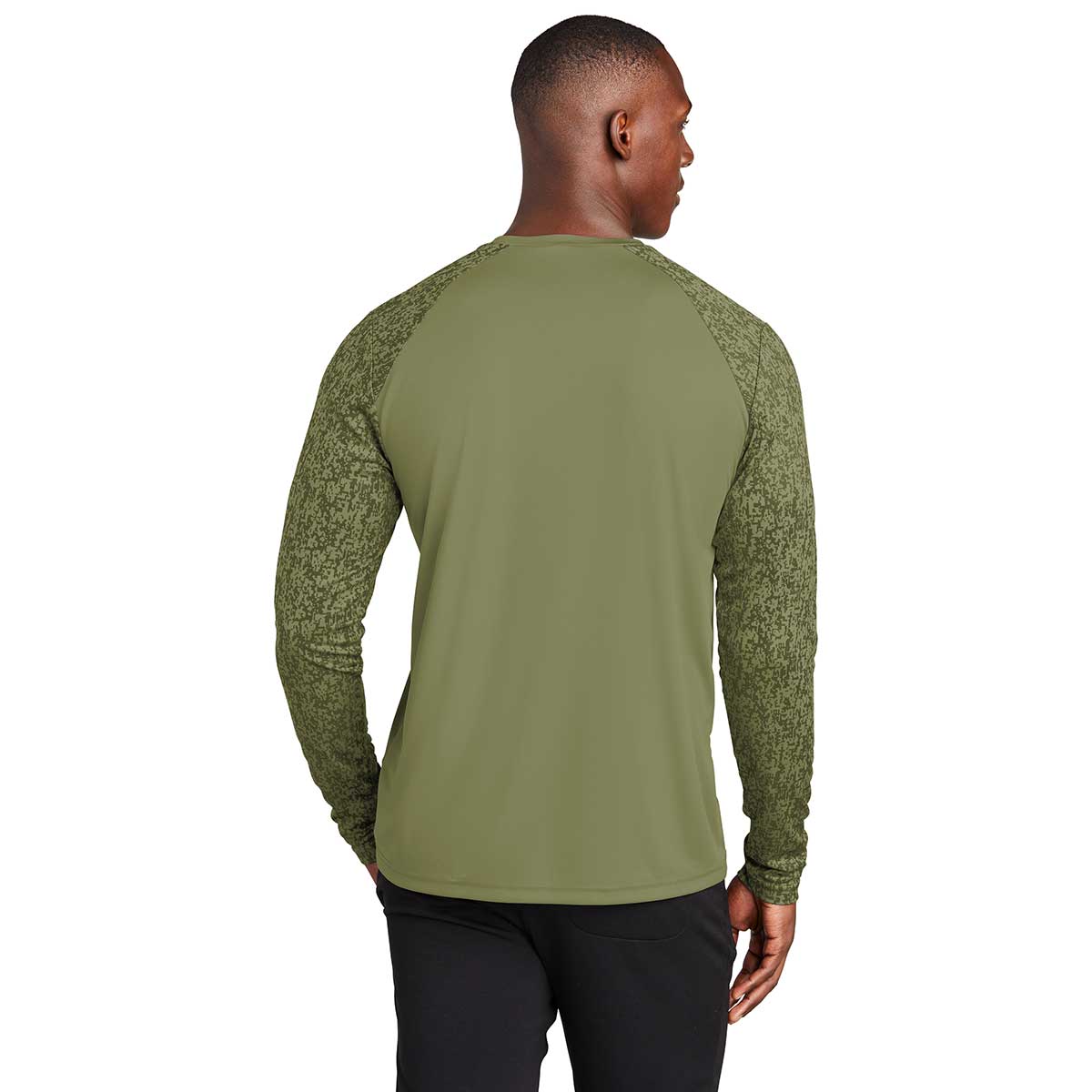 Sport-Tek Men's Olive Drab Green PosiCharge Digi Camo Long Sleeve Tee - Stand Out in Style!